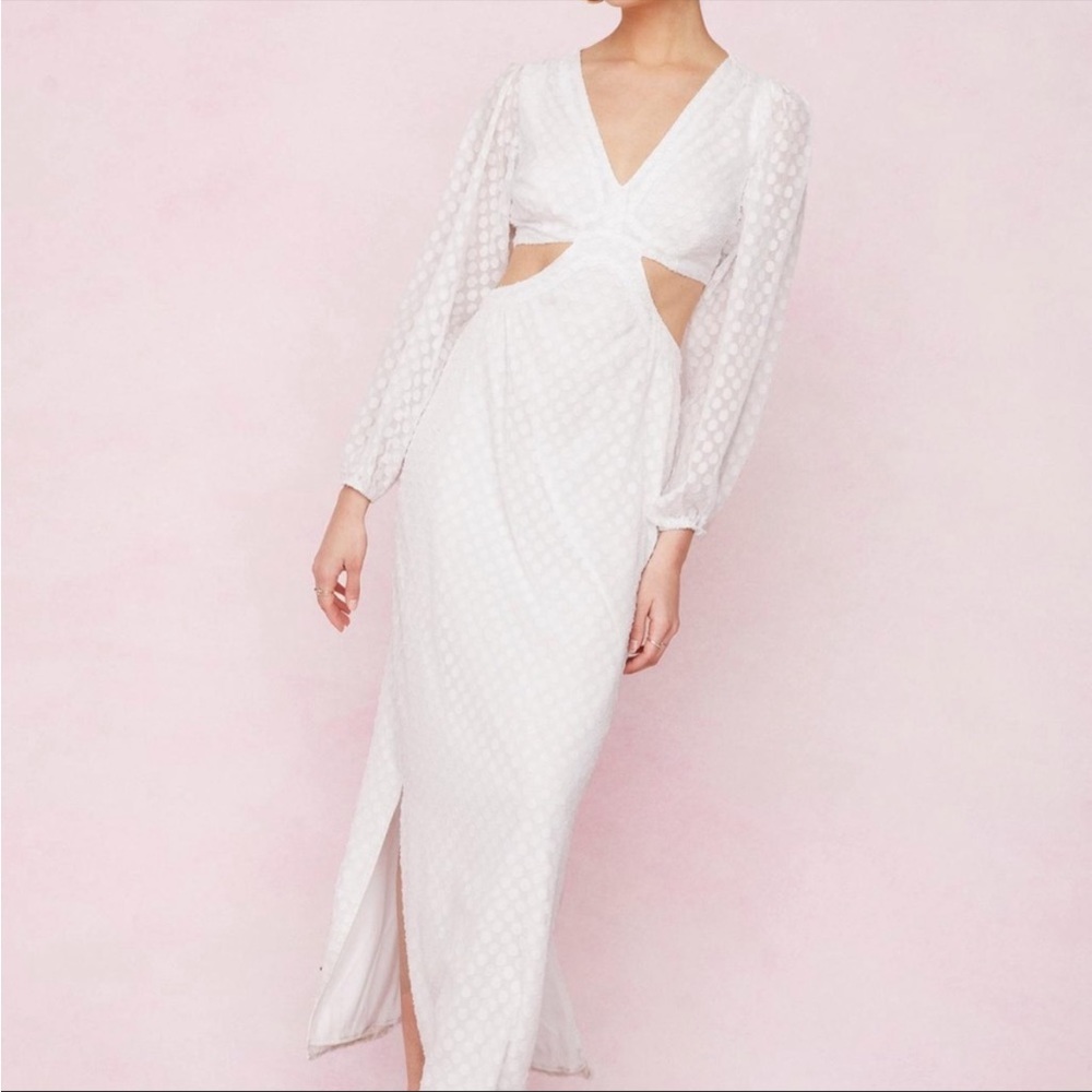 Nasty Gal Polka Jacquard Cut Out Maxi Dress